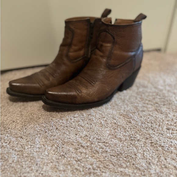 Lucchese Brown Leather Ankle Booties - Picture 3 of 6